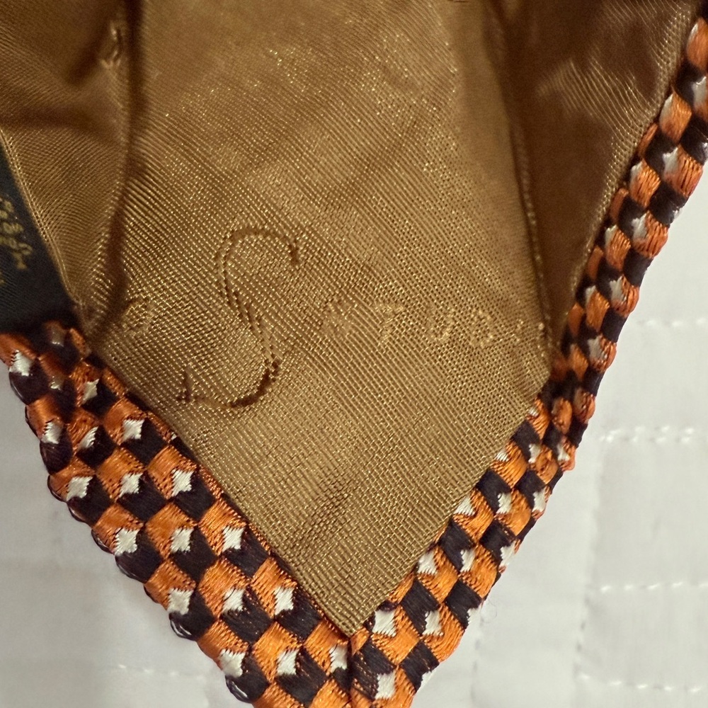 Robert Talbott Studio Geometric Orange Brown Ital… - image 3